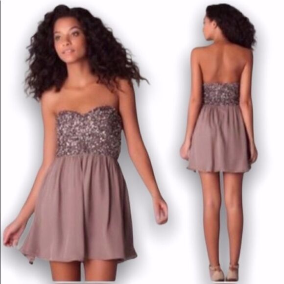 Strapless Parker  sequin dress SZ S - Picture 3 of 8